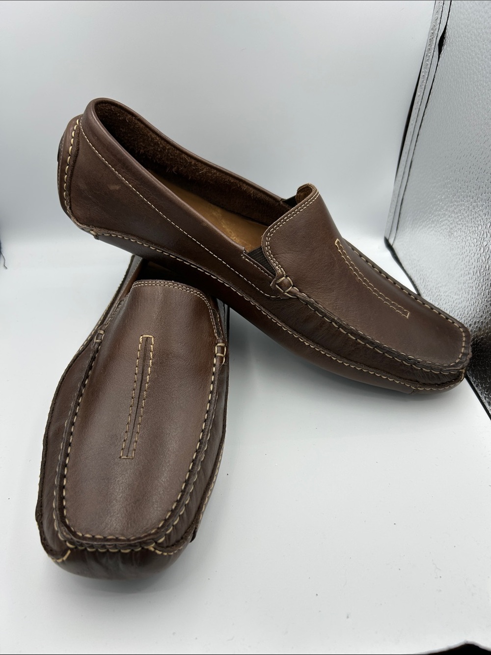 Men's Clarks Brown Leather Slip-On English Loafers